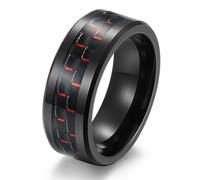 Bague en acier tungstène et fibre de carbone de style nordique, bague tendance en acier tungstène et fibre de carbone
