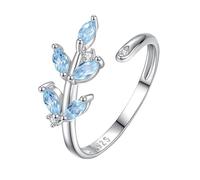 Bague En Argent 925 Avec Feuille, Ajustable, Pierre Précieuse Naturelle, Cristal, Promesse De Mariage, Large, Pour Femmes Et Filles, Bijoux, Cadeaux, Avec Boîte