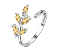 Bague En Argent 925 Avec Feuille, Ajustable, Pierre Précieuse Naturelle, Cristal, Promesse De Mariage, Large, Pour Femmes Et Filles, Bijoux, Cadeaux, Avec Boîte
