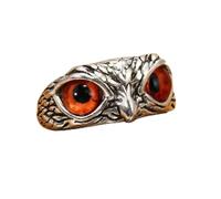Bague en Argent 925 avec Hibou, Grenouille, Chat, Oiseau, Doigt Ouvert, réglable, pour Femmes et Hommes, Vente en Gros-6. Joli Hibou, œil Orange