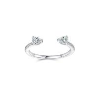 Bague en Argent 925 pour Femme, Bague De Fiançailles Femme Bijou Ouvert en Forme De Larme avec Double Pierre Zircone Cubique Forme De Poire Argent Taille 54