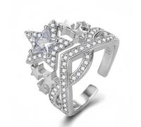 bague en argent 925 pour femme symbole infini étoile bague zircone Cadeaux pour les femmes, les mères et les amies