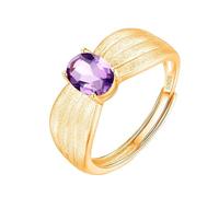 Bague en argent 925 pour femme - Topaze naturelle, citrine, rubis, bague de fiançailles solitaire plaqué or 14 carats brossé mat - Réglable - Cadeau d'anniversaire pour femme, Argent sterling