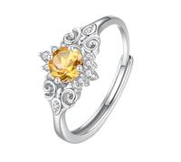 Bague en argent 925 pour femme - Vintage - Topaze naturelle - Citrine - Rubis - Solitaire - Bague de fiançailles - Argent éternité - Nœud celtique - Réglable - Cadeau d'anniversaire, Argent sterling