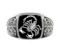 Bague en argent 925 pour hommes, Style Vintage en relief, bague du jour commémoratif du Scorpion, bijoux de Style Punk Vintage