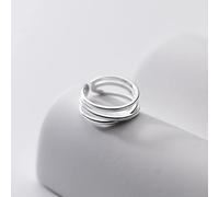 Bague en Argent 925,S925 Sterling Silver Trois Couches Lignes Bague Bagues Réglables Petite Bague Ouverte Fraîche Bague en Argent Bague D'Éternité Charme De Mariage Bijoux Cadeaux pour Hommes FI