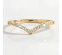 Bague en argent 925 simple empilable avec diamant CZ en forme de V - Idéale pour un mariage ou un usage quotidien - Bague plaquée argent - Cadeau pour les mères - Tendance tendance