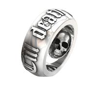 Bague en argent avec tête de mort er Tod uns scheidet » - Noir er Tod uns trennt Silber Punk Gothic Pure Tin Alphabet Sch