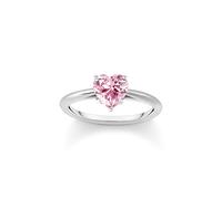 Bague en argent avec zircon rose en forme de cœur