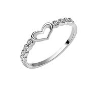 Bague en argent Bague d'amour Bijoux Femme Bague Creuse Ensemble Cristal en Forme de Cœur Bijoux Argent Anneaux Bijoux Femmes Ensemble Femmes Noir, 5, Métal, Aucune pierre précieuse