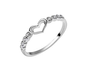 Bague en argent Bague d'amour Bijoux Femme Bague Creuse Ensemble Cristal en Forme de Cœur Bijoux Argent Anneaux Bijoux Femmes Ensemble Femmes Noir, 5, Métal, Aucune pierre précieuse