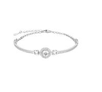 Bague En Argent Circulaire Zircon Fine Bracelet, Full Diamond Arm Bar Center Set Avec Master Stone, Double Side Dense Set Diamant Adapté Pour Les Déplacements Quotidiens, Vacances, Accessoires