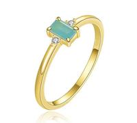 Bague en argent Elenza avec pierre émeraude et zircone, plaqué or 18 carats, 15 mm