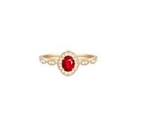 Bague en Argent Femme Taille 59 Alliance Femme Rubis Or Jaune 9 Carats Au375 Bague Ovale à 4 Griffes avec Rubis et Diamant de 0,45 CT Solide Non Plaqué Mode pour Épouse Nouvelle Année Bijoux