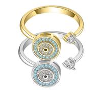 Bague en argent œil du diable-anneaux réglables en strass scintillants de