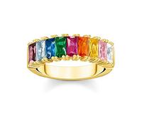 Bague en argent plaqué or 18 carats avec pierres colorées