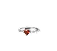 Bague en argent S925 pour femme avec forme de cœur, rubis et forêt, Adjustable opening, Métal, Zircone cubique