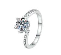 Bague en argent sterling 1 carat couleur D Mosan flocon de neige accessoires pour femme européens et américains, 17(th), Métal