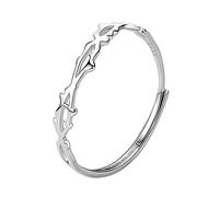 Bague en Argent Sterling 925 à Feuilles délicates, Minimaliste, empilable, Branche d'arbre, Ouverture réglable, Bijoux Cadeaux pour Femmes