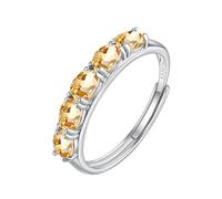 Bague En Argent Sterling 925 Avec 5 Pierres Pour Femme, Taille Ovale, Pierre Précieuse Naturelle, Bague Empilable, Alliance De Fiançailles, Cocktail, Promesse, Mariage, Anniversaire, Citrine