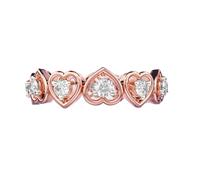 Bague en argent sterling 925 avec battements de cœur éternels | Plaqué or rose | Avec moissanite, bague de luxe ronde faite main pour femme | LKJR_0452