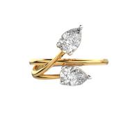 Bague en argent sterling 925 avec bouton de tulipe | Plaqué or | Bague de luxe en forme de poire avec moissanite, bijou fait main pour femme | LKJR_0284