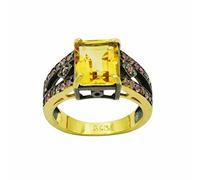 Bague en argent sterling 925 avec citrine, saphir rose, faite à la main, bague en pierre précieuse naturelle, L 1/2, Pierre précieuse., Citrine, saphir rose