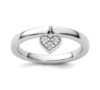 Bague en argent sterling 925 avec diamants en forme de cœur poli pour femme, US 5 | EU 49.75 | DE 15.75 | JP 9 | UK J 1/2, Pierre précieuse. Métal Diamant Pierre précieuse métal, Diamant