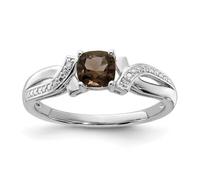 Bague en argent sterling 925 avec diamants en quartz fumé de 2 mm de large pour femme, US 7 | EU 55.25 | DE 17.25 | JP 14 | UK O, Pierre précieuse. Métal Diamant Pierre précieuse métal, Diamant Quartz