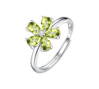 Bague En Argent Sterling 925 Avec Fleur Pour Femme, Bague De Fiançailles En Pierre Précieuse Naturelle Taille Poire, Anneau En Fleur De Cerisier, Anneau De Promesse De Mariage Réglable En Oxyde D