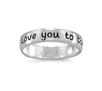 Bague en argent sterling 925 avec inscription « Love You to Celestial Moon Back » de 4,5 mm pour homme et femme, US 10 | EU 62.5 | DE 20 | JP 20 | UK T 1/2, Métal Argent Argent sterling, Aucune pierre