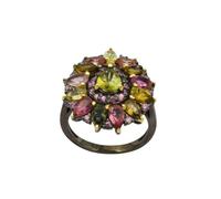 Bague en argent sterling 925 avec péridot et tourmaline pour femme - Pierre précieuse naturelle - Fait à la main - Cadeau de Noël, R 1/2, Pierre précieuse., Péridot et tourmaline