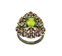 Bague en argent sterling 925 avec péridot, grenat, topaze bleue, améthyste, pour femme, pierre précieuse naturelle, faite à la main, cadeau de Noël, R 1/2, Pierre précieuse., Multicolore