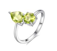 Bague En Argent Sterling 925 Avec Pierre De Naissance, Promesse, Anniversaire De Mariage, Pour Femme, Bijou Rond En Forme De Larme, Avec Pierre Précieuse, Coffret Cadeau, Bague Péridot