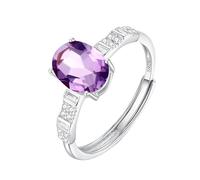Bague En Argent Sterling 925 Avec Pierre De Naissance, Promesse, Anniversaire De Mariage, Pour Femme, Bijou Avec Pierre Précieuse Ovale, Avec Coffret Cadeau, Bague En Améthyste