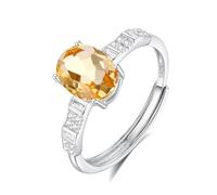 Bague En Argent Sterling 925 Avec Pierre De Naissance, Promesse De Mariage, Anniversaire, Pour Femme, Bijou Avec Pierre Précieuse Ovale, Avec Coffret Cadeau, Bague En Citrine