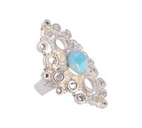 Bague en argent sterling 925 avec pierre précieuse naturelle Larimar SZ-U 1/2 FSJ-4140, argent sterling, larimar