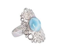 Bague en argent sterling 925 avec pierre précieuse naturelle Larimar SZ-U 1/2 RI-4135, argent sterling, larimar