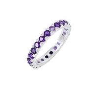 Bague en argent sterling 925 avec pierres précieuses naturelles multicolores de 2 mm pour femme - Bijoux faits à la main, X 1/2, Pierre précieuse., Améthyste