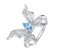 Bague En Argent Sterling 925 Avec Pierres Précieuses Pour Femme, Anneau Papillon Creux, Réglable, Coupe Goutte, Cristal Naturel, Fiançailles, Cocktail, Alliance, Cadeau, Topaze