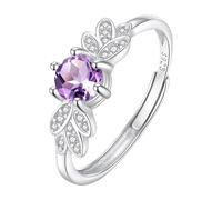 Bague En Argent Sterling 925 Avec Pierres Précieuses Pour Femme, Style Vintage, Avec Feuilles Et Zircone Cubique, Ajustable, Cristal À Facettes, Fiançailles, Cocktail, Alliance, Cadeau Avec Boît