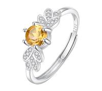 Bague En Argent Sterling 925 Avec Pierres Précieuses Pour Femme, Style Vintage, Avec Feuilles Et Zircone Cubique, Ajustable, Cristal À Facettes, Fiançailles, Cocktail, Alliance, Cadeau Avec Boît