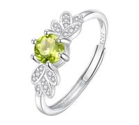 Bague En Argent Sterling 925 Avec Pierres Précieuses Pour Femme, Style Vintage, Avec Feuilles Et Zircone Cubique, Ajustable, Cristal À Facettes, Fiançailles, Cocktail, Alliance, Cadeau Avec Boît