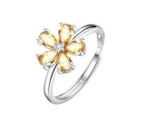 Bague En Argent Sterling 925 Avec Pierres Précieuses Pour Maman, Femmes Et Filles, Bague En Pierres Précieuses À Fleurs, Bande Réglable En Cristal, Cocktail, Mariage, Promesse, Cadeau Avec Boît