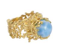 Bague en argent sterling 925 avec pierres précieuses rondes en larimar naturel, élégante, fabriquée à la main pour filles et femmes, Pierre, Larimar