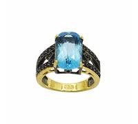 Bague en argent sterling 925 avec topaze bleue, saphir bleu, pierre précieuse naturelle, faite à la main, cadeau de Noël, Q 1/2, Pierre précieuse., Topaze bleue, saphir bleu