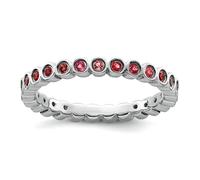 Bague en argent sterling 925 avec tourmaline rose Stackable Expressions polie, taille 56