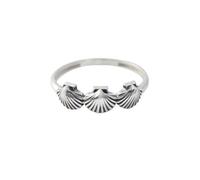 Bague En argent sterling 925 avec trois coquillages de pèlerin du Chemin de Saint-Jacques-de-Compostelle, 7 mm de large, corps de 2 mm.