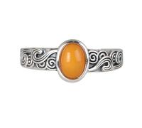 Bague En Argent Sterling 925 Avec Œuf En Ambre Pour Femme, Délicate Bague Épaisse Avec Vagues De L'Océan, Anneau Ouvert Réglable, Bijoux De Fiançailles, Cadeau De Fête Pour Femmes Et Filles