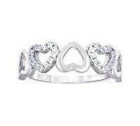 Bague en argent sterling 925 avec zircone cubique imitation cœur alterné 5,9 mm de large Taille 5 pour femme